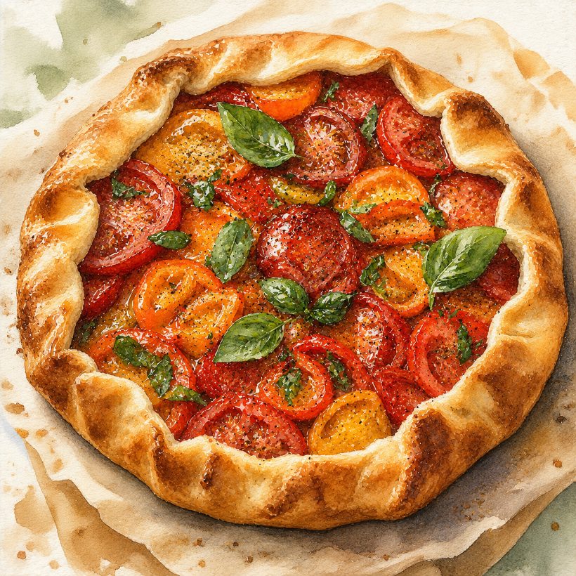 Tomato and basil galette