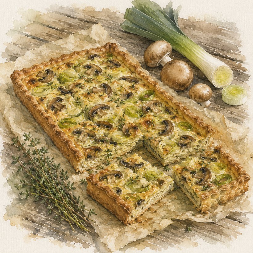 Mushroom and leek tart